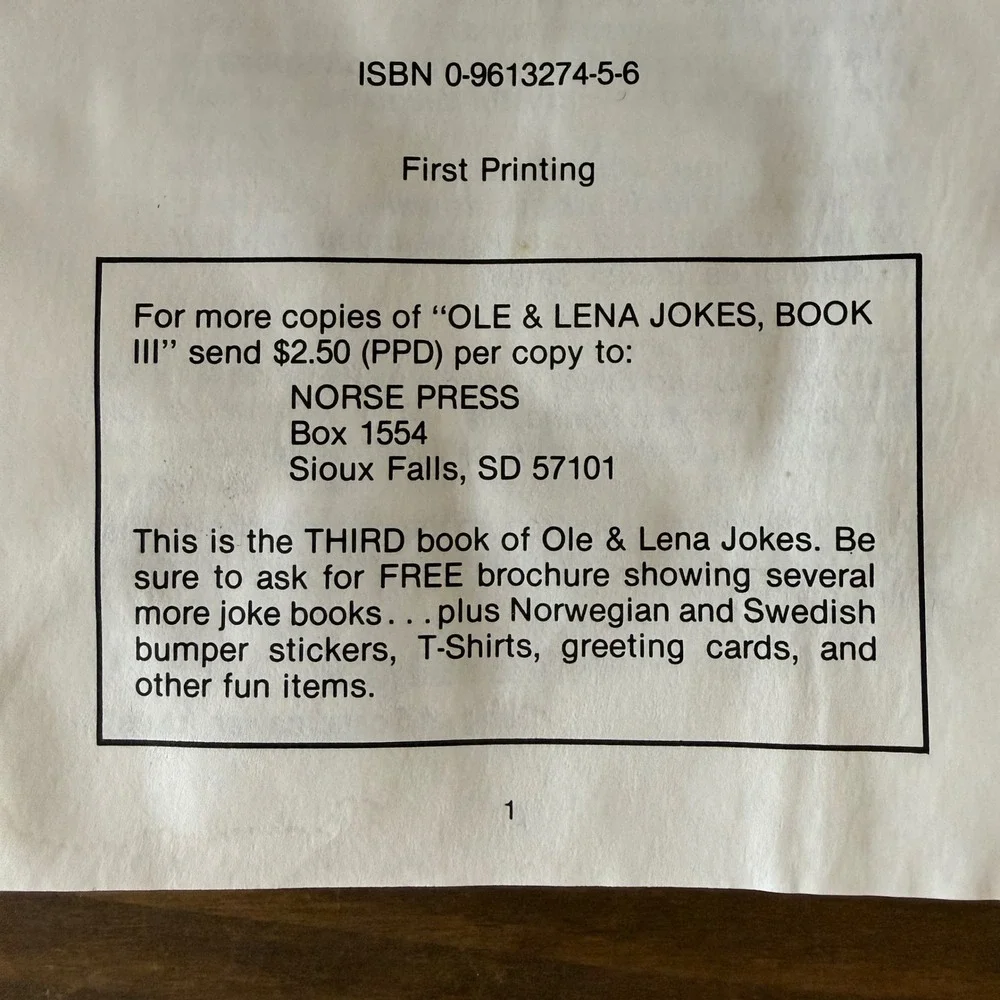 Red Stangland Ole & Lena Jokes Book III 1988 First Printing Norse Press Paperbac